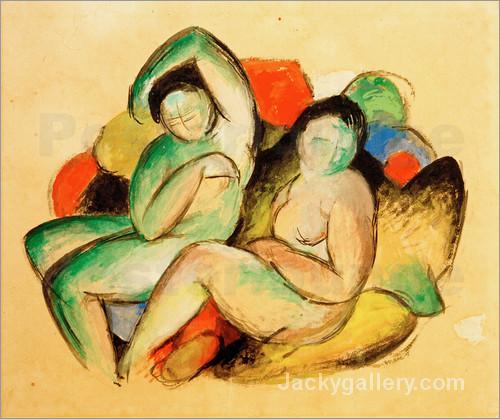 Two Female Nudes by Franz Marc paintings reproduction